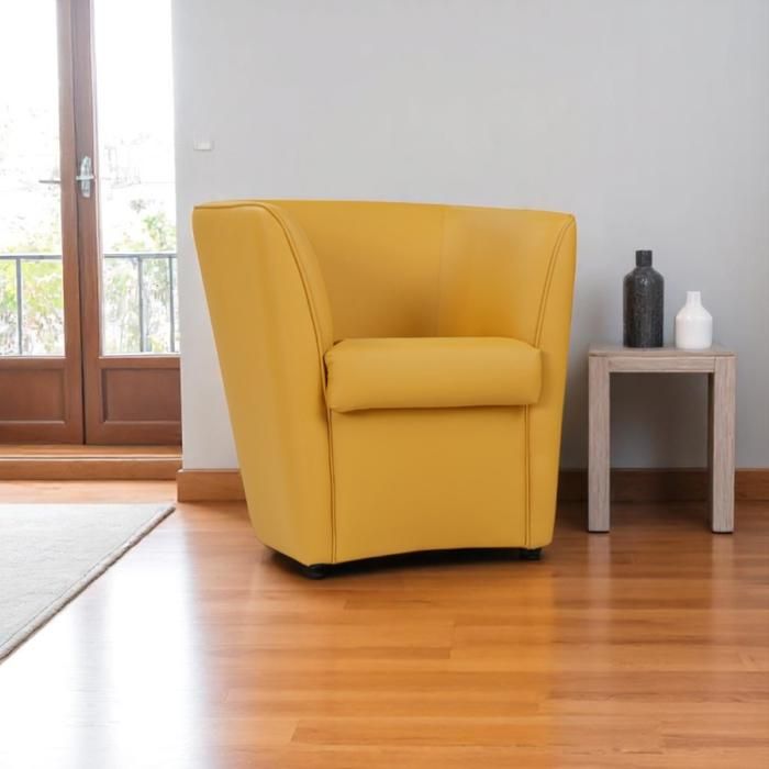 Fauteuil moutarde en éco-cuir pour bureau à domicile Valentina Fauteuil moutarde en éco-cuir pour bureau à domicile Valentina