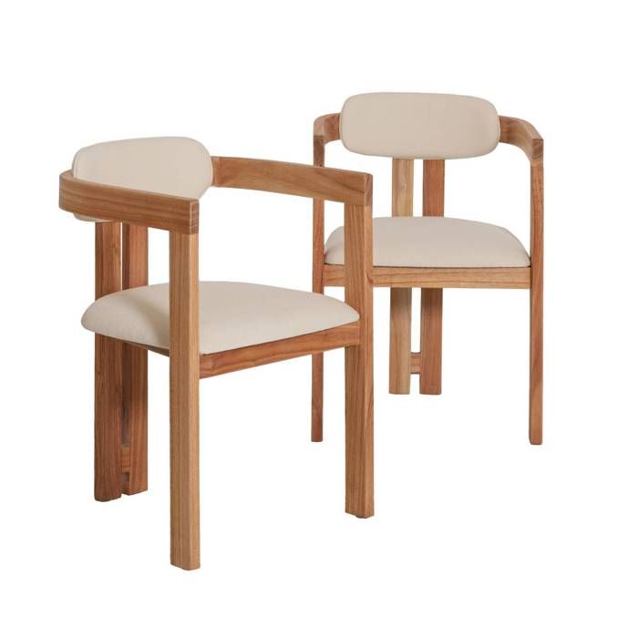 Chaise en bois de mindy et tissu bouclette Suzie (lot de 2)