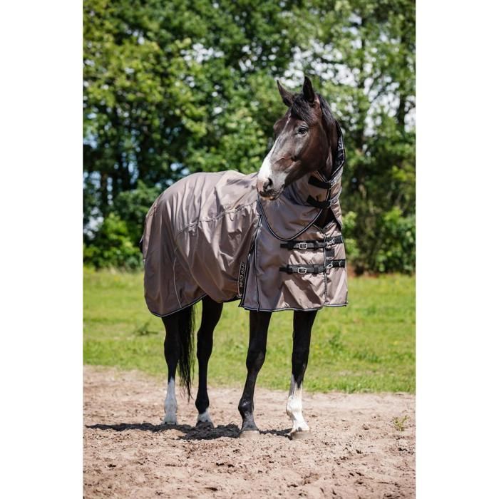 Comparer les prix de Couverture dextérieur pour cheval adaptation standard au cou HorseGuard 600D 100g - Beige - 165 cm