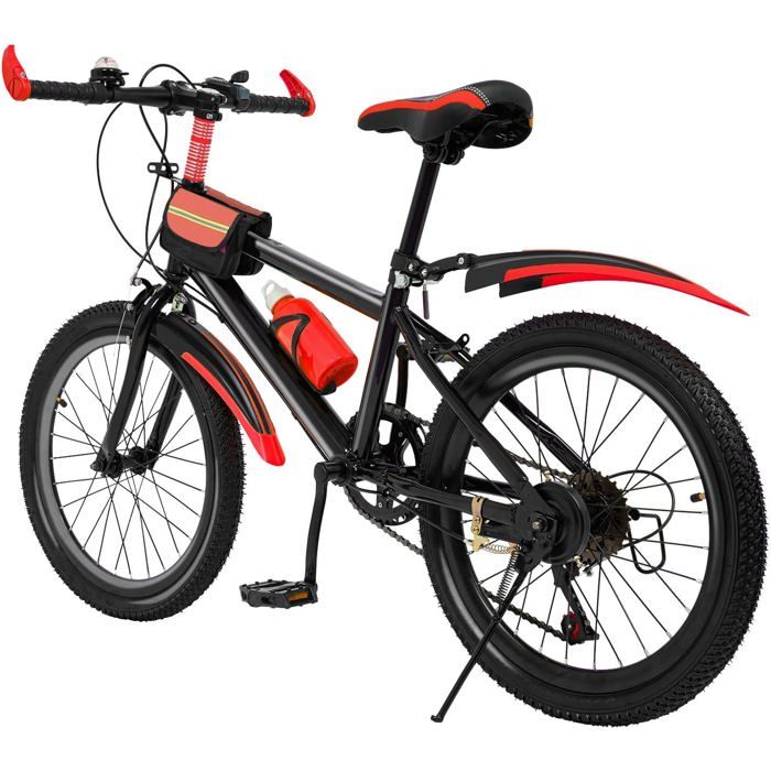 VTT 20 Pouces SICHENSH – 7 Vitesses, Hauteur Réglable, Garde-boue, Porte-bidon, Sac, Pour Enfant 8 Ans+, Garçon Fille