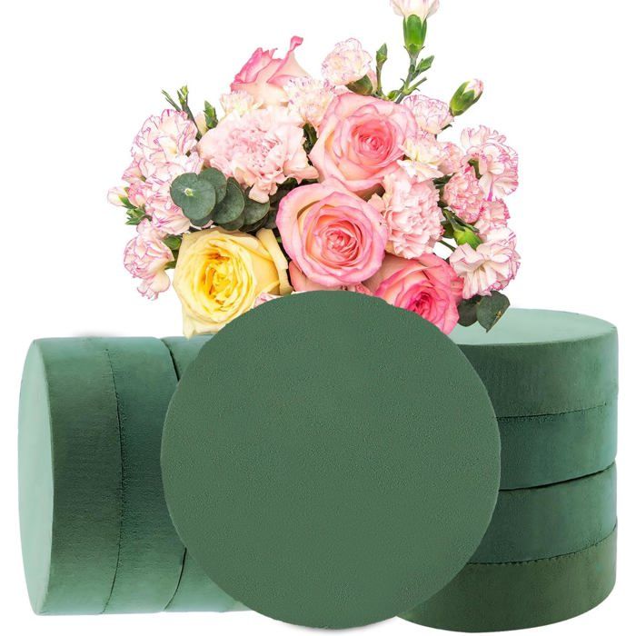 YAYODS Lot De 5 Mousses Fleuristes Rondes 20x8 Cm - Mousse Florale Pour Arrangements Et Décorations