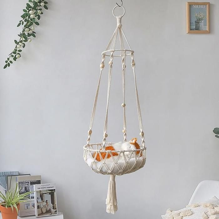Comparer les prix de Hamac en macramé pour chat style bohème coton beige 101 cm de long x 30 cm de large décoration murale pour animaux de YYV