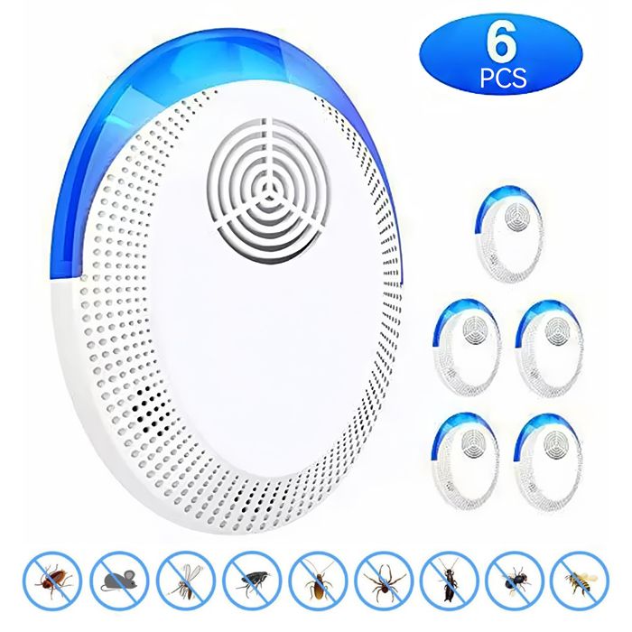 Comparer les prix de A Ultrason souris et rats pack de 6 ondes ultrasoniques à fréquence variable technologie de réduction du bruit couverture 120 m²