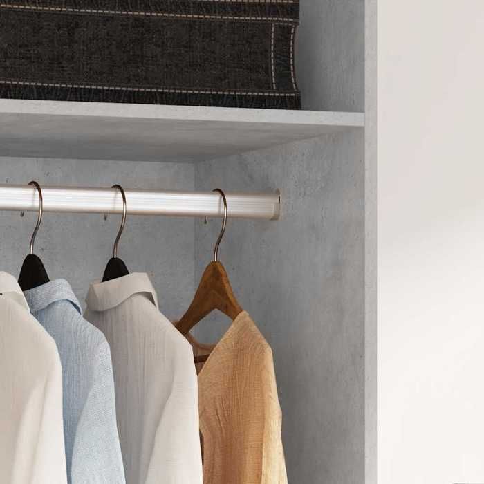 Gris Garde-robe JILLS Armoire penderie Pour chambre Gris béton 50x50x200 cm Bois dingénierie LV1542