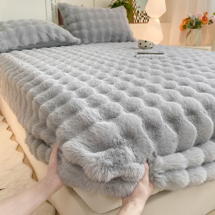 Drap Housse en Polaire 150x200 Bonnet 25 cm Drap Housse Flanelle Super Chaud pour Matelas Épais avec Une Rebord Élastique Gris