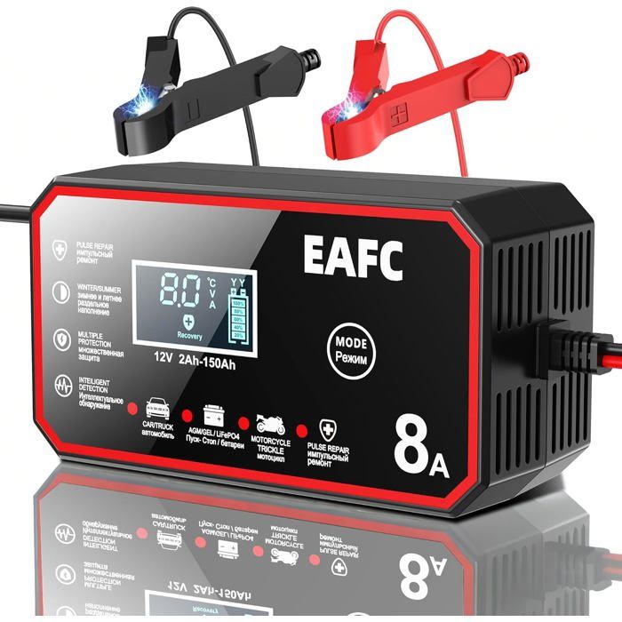 Chargeur De Batterie 12V 1.5A Gel Automatique Pour Voiture, Moto, Bateau Et Plus