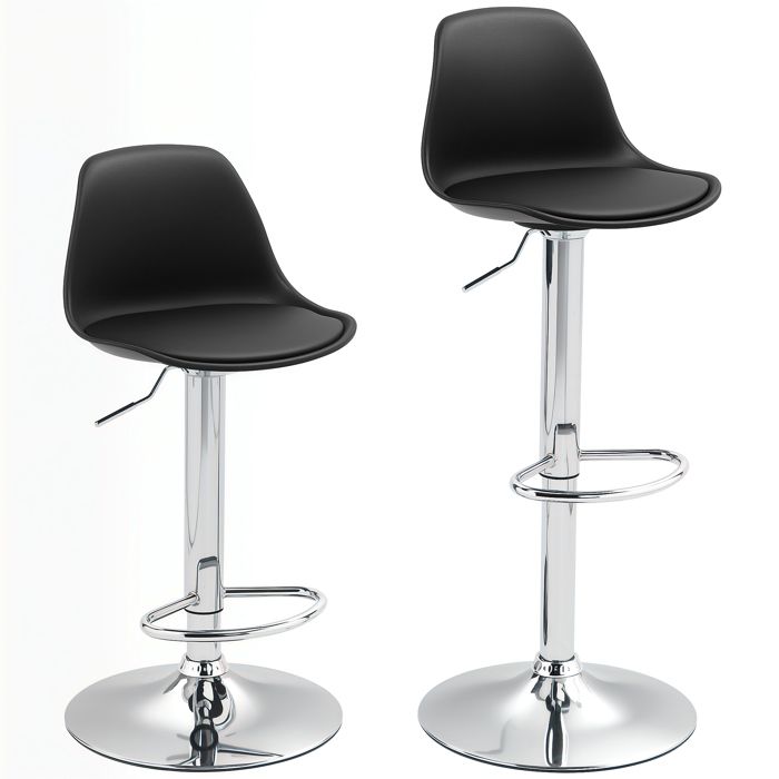 Bar tabouret set chaise de bar rembourrée avec cadre en acier dossier chaise de cuisine réglable en hauteur avec repose - pieds