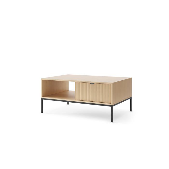 Table basse - Vicenza - Chêne massif - Noir - 104 x 46 x 68 cm