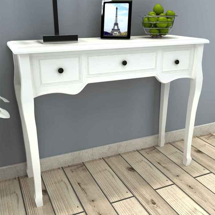 SALE 2026 Table à café Blanche - Table de console et coiffeuse avec 3 tiroirs Blanche PRO561535624