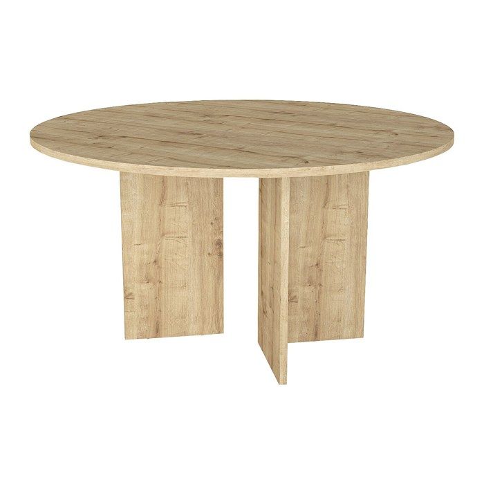 Table à manger ronde 6 personnes - Naturel clair - TOPANIA