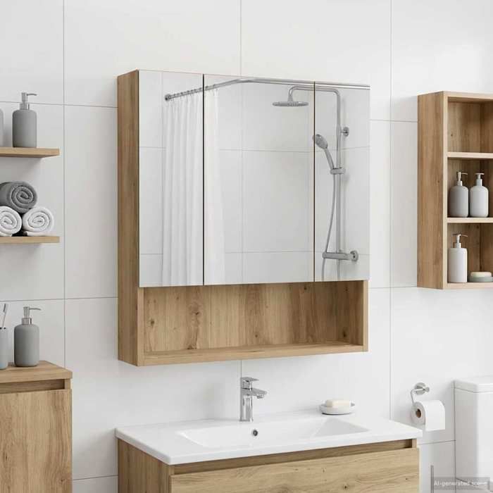 vidaXL Armoire Miroir de Salle de Bain Chêne artisan 60 x 14.5 x 70 cm 889190