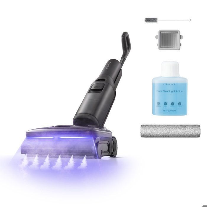 ROBOROCK F25 Steam Aspirateur Laveur Sans Fil avec VaporFlow 180°C et FlatReach 2.0 Aspiration 25000Pa Auto-Nettoyage 95°C Noir