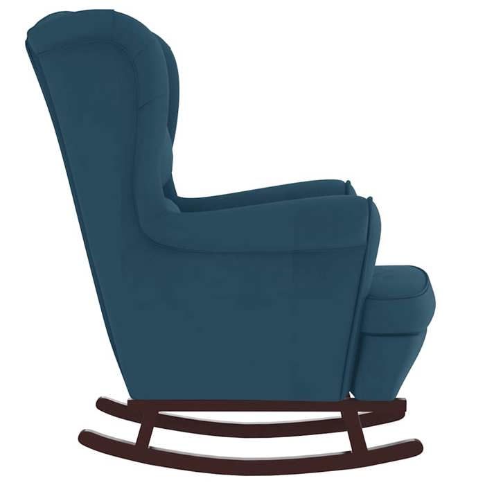 Solde août Fauteuil à bascule 74x90x102 cm - rocking chair/Fauteuil de Relaxation à oreilles en velours bleu bois massif 13026161