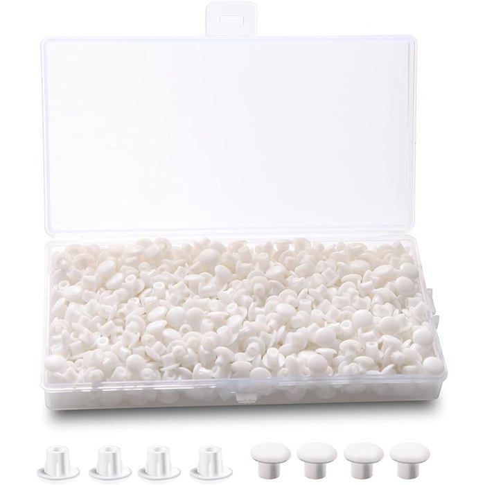 600 Pièces Cache Trou Meuble Blanc Bouchons à vis Couvre Plastique Bouche Trou Cheville Capuchon de Protection pour Trous (5mm)