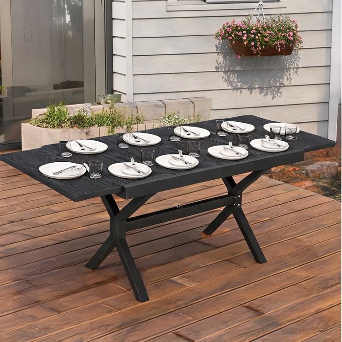Ensemble Table Chaise De Jardin en Aluminium Acier Gris Foncé 214 x 85 x 73 cm