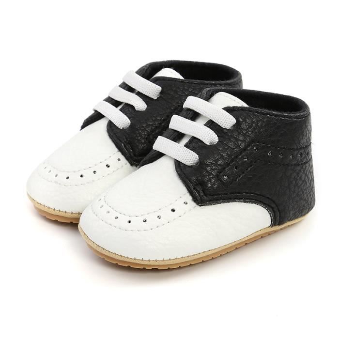 Couleur noir blanc taille 13 18 mois chaussures en cuir pour