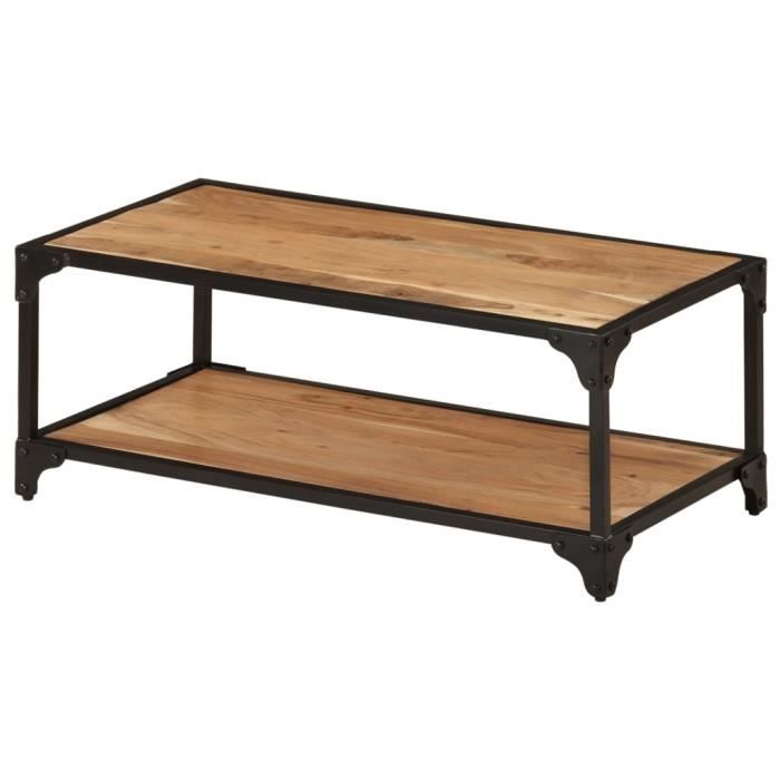 Table basse - AKOZON - Bois dacacia massif - Style vintage - 90x45x35 cm