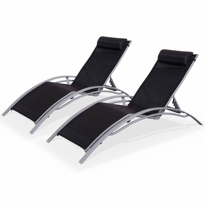 Duo De Bains De Soleil En Aluminium Et Textilene Louisa Gris Et Noir Achat Vente Chaise Longue Duo De Transats Louisa Gris No Cdiscount