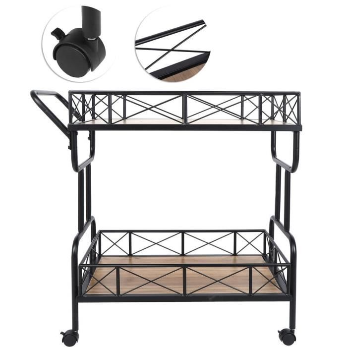 Chariot De Rangement Mobile 5 Niveaux - Étagère Sur Roulettes Métal Noir - 27x44x107cm - WASJOYE