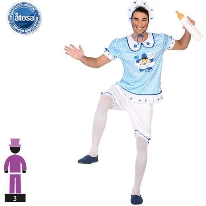 Déguisement Poulpe Bébé Atosa - Combinaison à Capuche Bleue Pour 6 à 12 Mois - Parfait Pour Carnaval Et Anniversaire