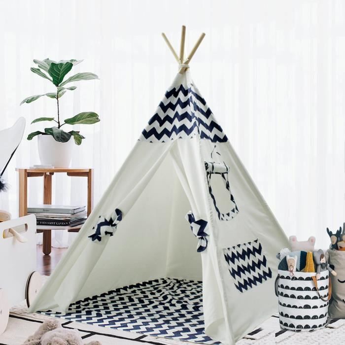 chevron tipi enfant avec tapis de sol toile enfants jouent tente cdiscount jeux jouets