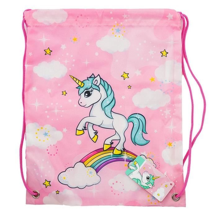 Sac - Licorne - Rose - Tissu - Enfant - Pratique