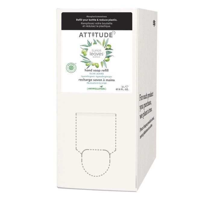 Recharge savon liquide - ATTITUDE - 2 litres - Feuilles d'olivier - Vegan -  Mixte - Cdiscount Au quotidien