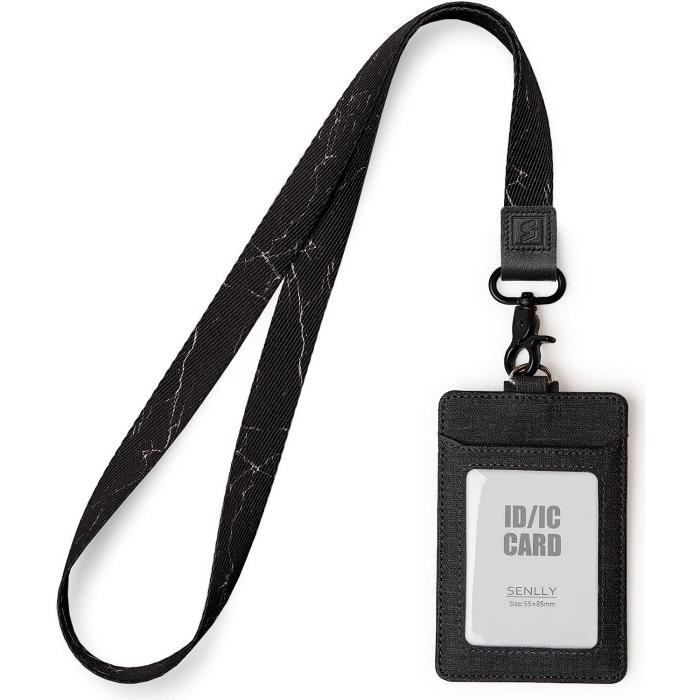 Lot De 2 Cordons Porte-badges Tour De Cou En Simili Cuir Noir - Marque VEUWOLM, Neuf Avec étiquettes