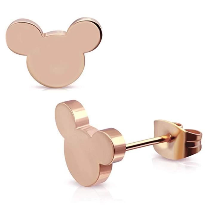 Boucles d'oreilles Mickey Or Rose pour enfant • Bijoux Walt Disney