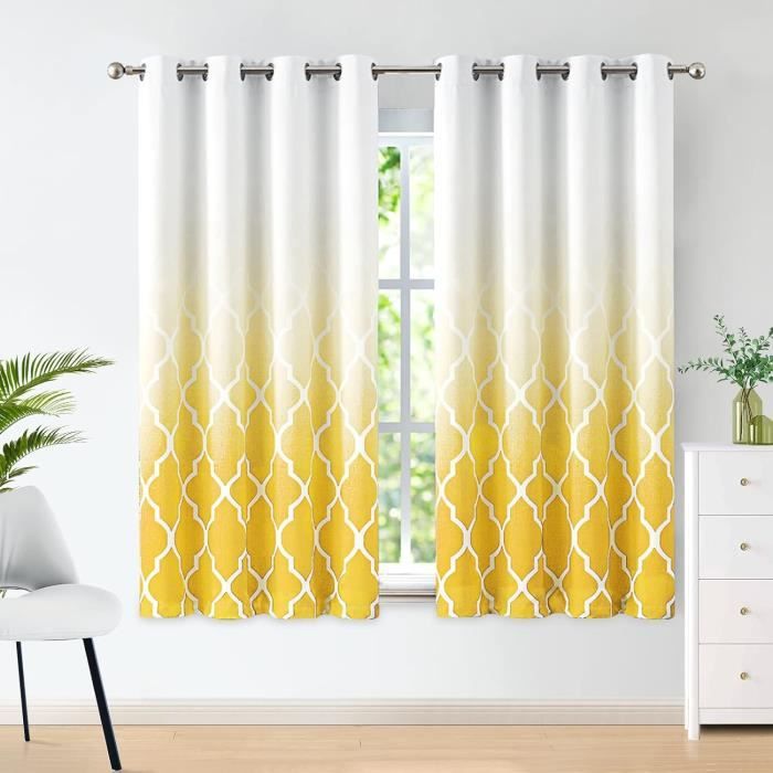 VOGOL Lot De 2 Rideaux Occultants Pour Chambre D'enfant - 160 Cm De Long - Imprimé Cercles Abstraits Colorés - U0152illets Géométriques - Économie D'énergie - Isolation Thermique - 132 X 160 Cm