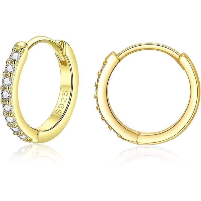 Boucles D'Oreilles Créoles Diamants Or Blanc