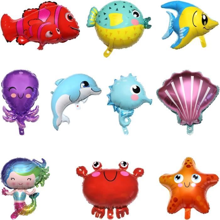 Déco Anniversaire Faune Marine – 12 Centres De Table En Nid D’abeille – Poisson, Baleine, Tortue, Pieuvre, étoile De Mer – Suspension Ou Pose