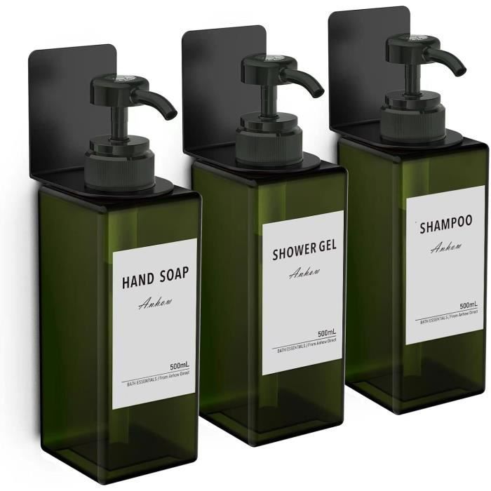 Distributeur De Savon Mural Sans Perçage - 2 Pièces 400 Ml Avec Fenêtre Transparente | Wandgu Pour Salle De Bain