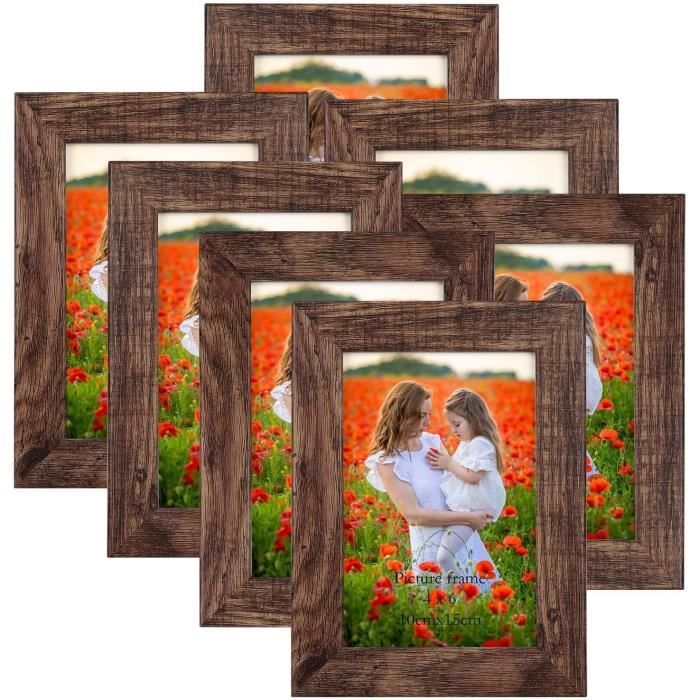 Vasemouh Un Cadre Photo 10x15 Rustique en MDF, Cadre Bois Marron pour