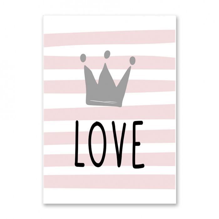 Version 13cmx18cm No Frame Pr2325 B Rose Dessin Anime Pepiniere Fille Mur Photo Affiche Imprimer Lapin Couronne Bebe Chambre Cdiscount Maison