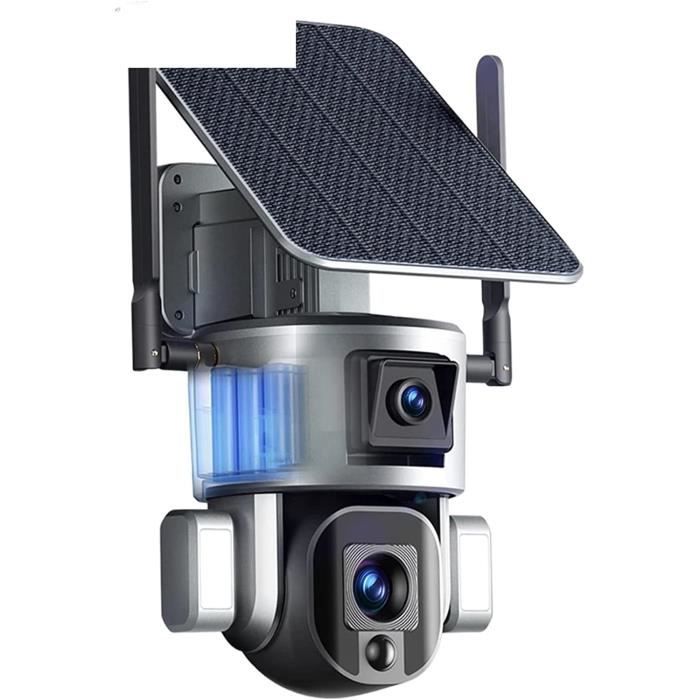 Caméra De Surveillance Solaire 4K 8MP Wifi - Double Objectif, Détection Humaine, étanche IP66