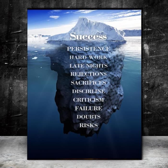 Affiche Murale Nordique Avec Citation De Reussite Ice Mountain Peinture Sur Toile Imprimee Decor 40x60cmx1 No Frame Thjr Cdiscount Maison