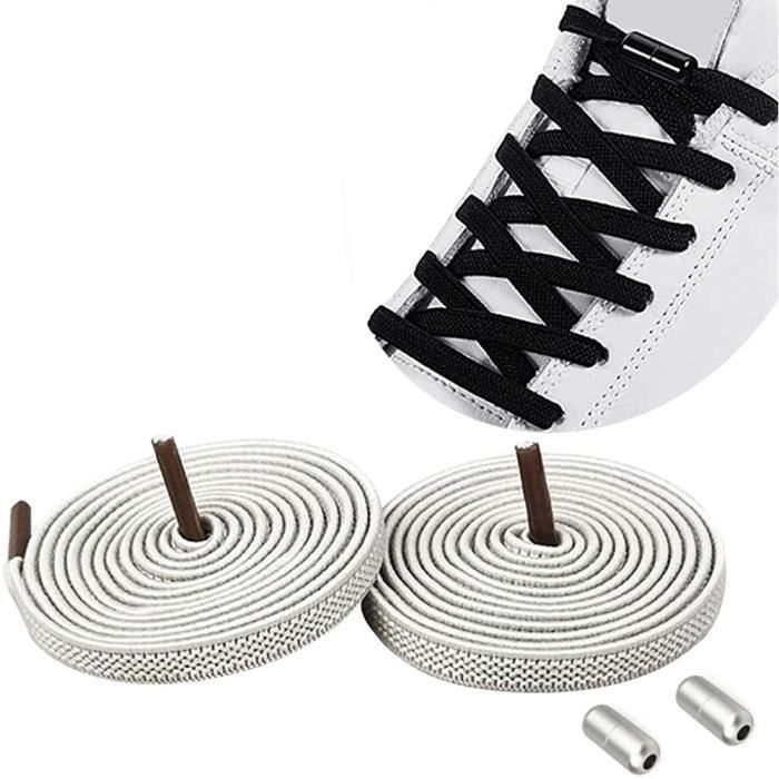 lacet Lacet Elastique Enfant et Adultes Avec Fermoir en Metal No Tie Lacets de Chaussures pour Toutes les Chaussures gris