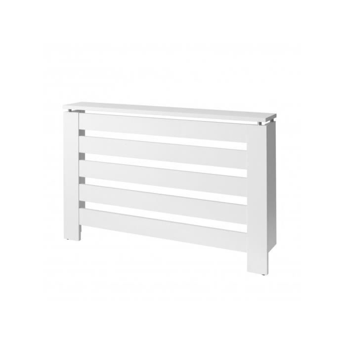 Cache-radiateur Victoria 3122 - Blanc - 120 cm - Bandes horizontales - Etagère pour décoration