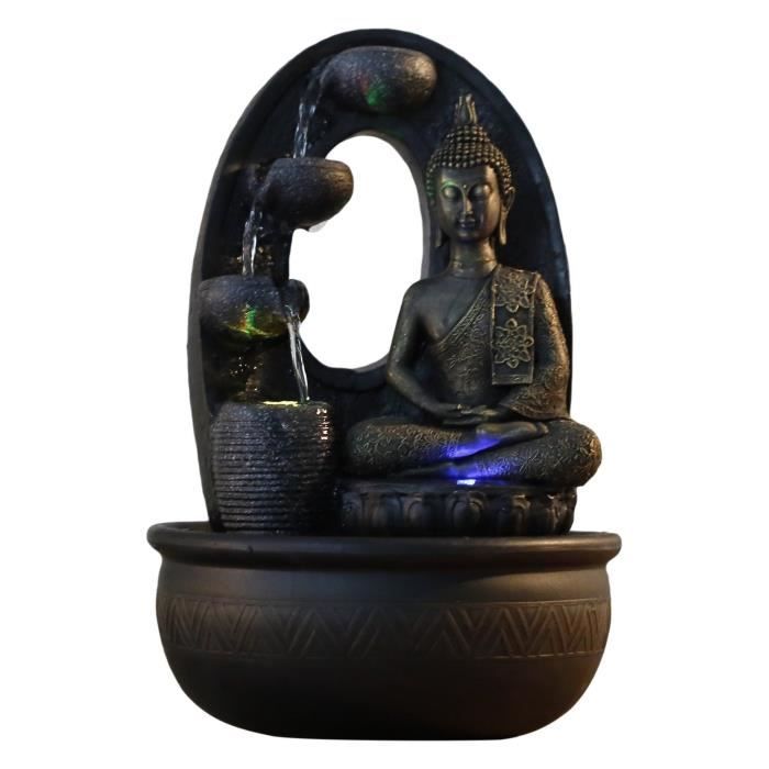 Zen'Light - Harmonie Fuente De Poliresina, 26 X 16 X 40 Cm, Color Negro