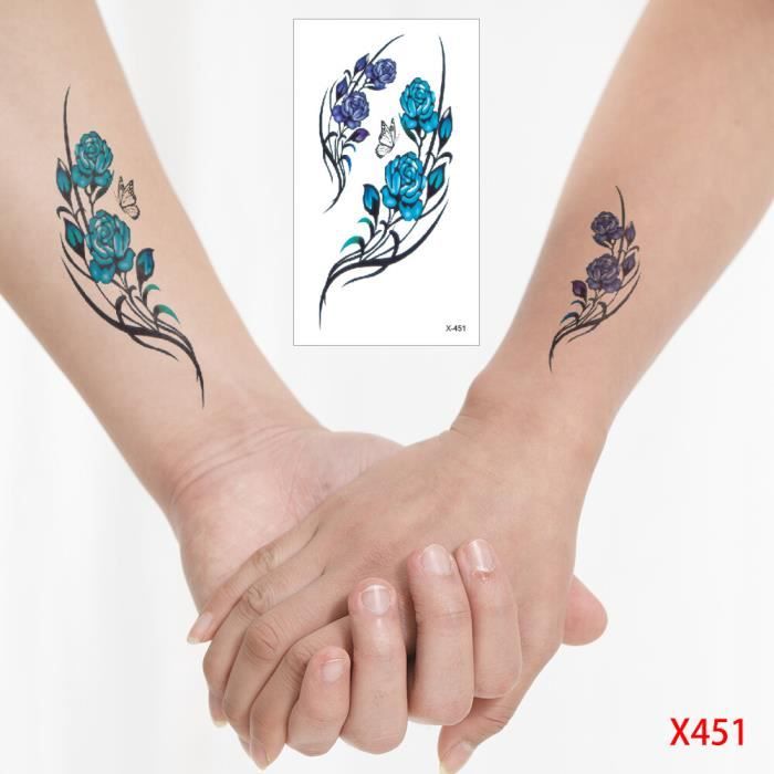 Tatouage Temporaire Dragon Et Pivoine - Imperméable, Pour Main, Bras, Jambe, Design Mode