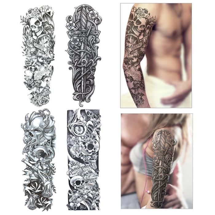 Tatouage Temporaire Tattoo Noir Body Tattoo Sticker Bras Tatouages Ephemeres Lion Crane Mort Rose 4 Feuilles Achat Vente Stickers Strass Tatouage Temporaire Tattoo Cdiscount
