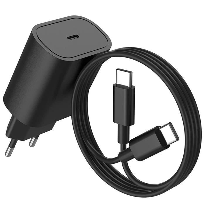Chargeur Rapide USB-C 25W + Câble USB-C 1M pour Samsung Galaxy M23 A34 A24  A13 A14 M13 - Noir