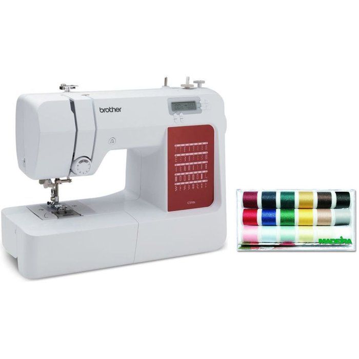 BROTHER - CS10s - Machine à coudre électronique - 40 pts - Ecran LCD - Blanche + Boîte de 18 bobines de fil de couture - MADEIRA - 2