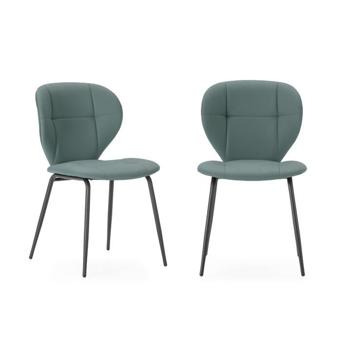 CALICOSY - Lot de 2 chaises avec pieds en métal noir L50 cm - MAURA - Vert CALICOSY - Lot de 2 chaises avec pieds en métal noir L50 cm - MAURA - Vert