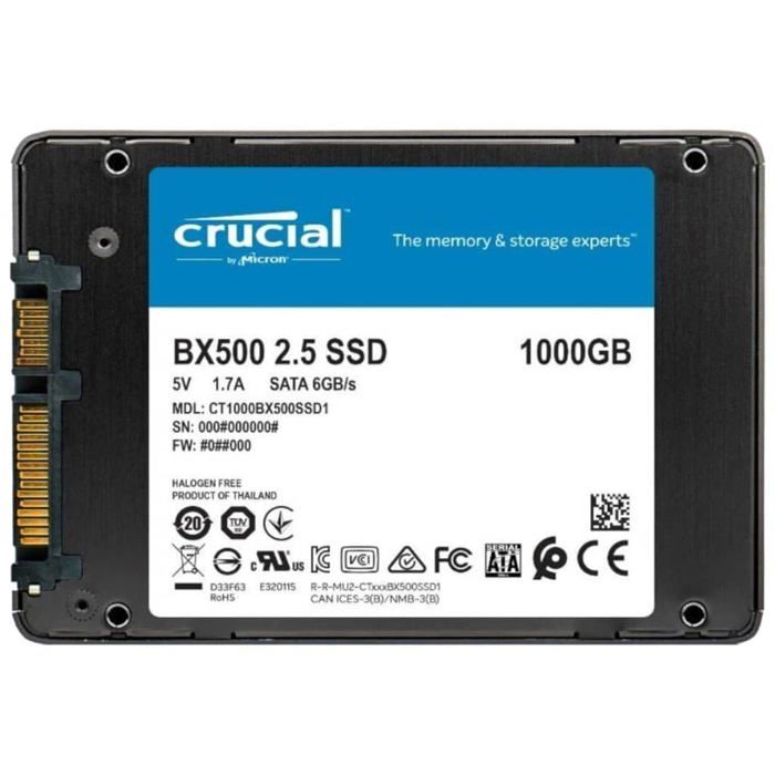 Disque dur SSD - BX500 - 1 To - 2.5 pouces - Haute performance - Fiabilité accrue
