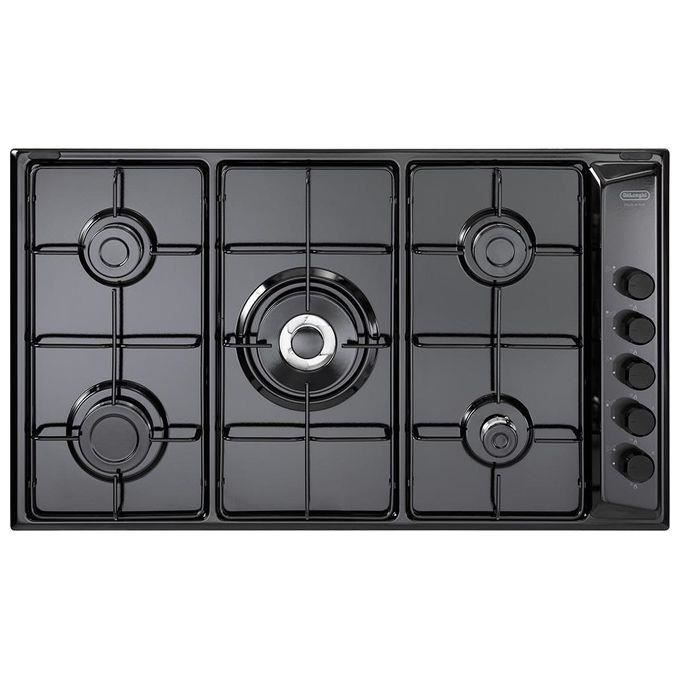 DeLonghi FLN59DD Plan de cuisson à gaz noir 90 cm 5 feux 1 double couronne