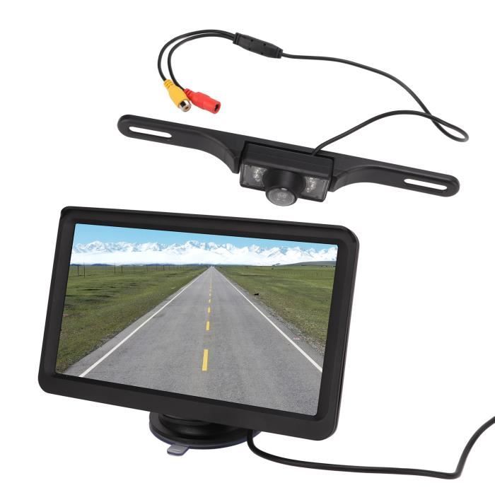 KAKAKE Moniteur Caméra De Recul 4.3" LCD Étanché - 480x272, Entrée V1/V2, Pare-Soleil, Pour Voiture