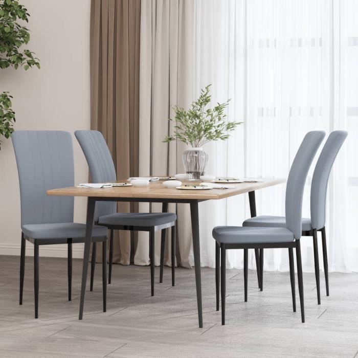 famirosa chaises de salle à manger 4 pcs gris clair velours-104