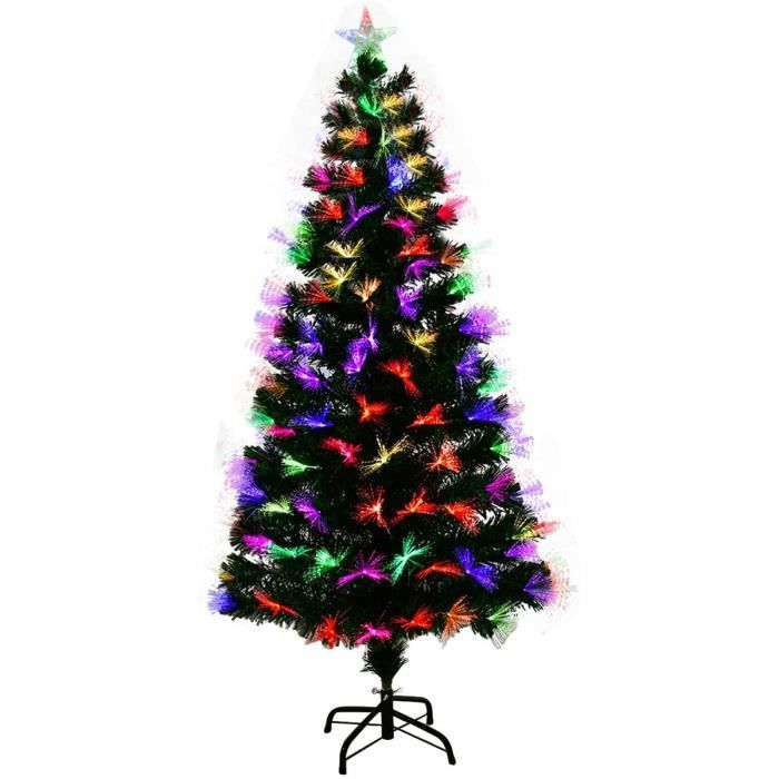 Sapin De Noël Artificiel De Table 45 Cm Avec Lumières Fibre Optique Multicolores